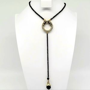 Heidi Daus Extra Long Swarovski Crystal Wreath Lariat with Faceted Beads and Bow